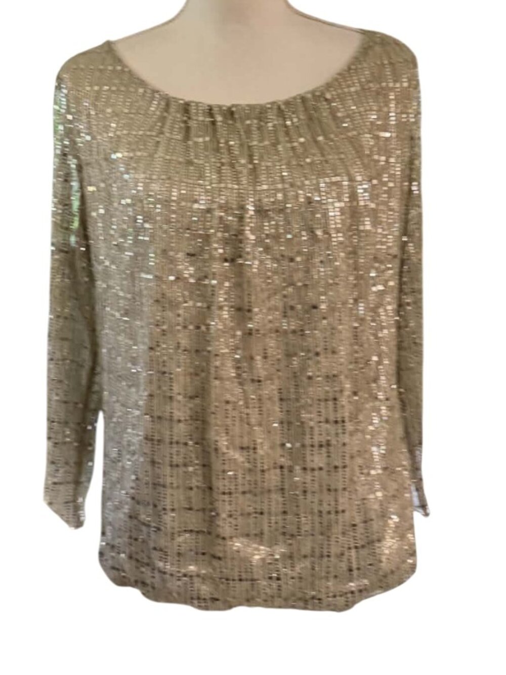 Sara Michelle Gold Sequin Dressy Holiday Party Blouse